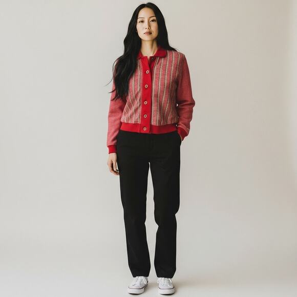 VTG 90s Levi's Red Tab Heritage Southwest Striped Knit Button Up Cardigan Size L - Picture 2 of 10